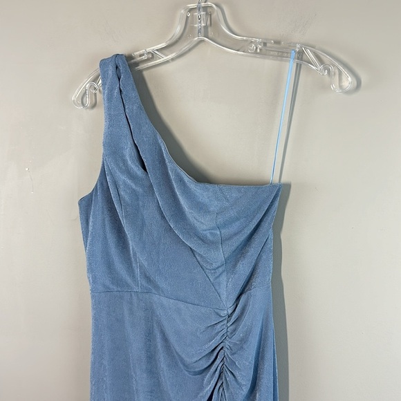 Maniju Periwinkle Blue One Shoulder Ruched Maxi Dress Size M - Picture 5 of 16